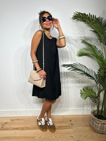Vestido Corto Evasé SILLENTO Negro HEVE