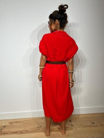 Vestido Camisero con Cinturón SIDGER Rojo HEVE