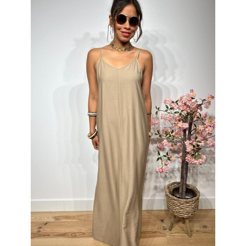 Vestido Casual Tirantes RANBELL Taupe HEVE Vestido Casual Tirantes RANBELL Taupe HEVE