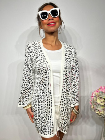 Chaqueta Punto Fino Lentejuelas BREEZE Blanco HEVE