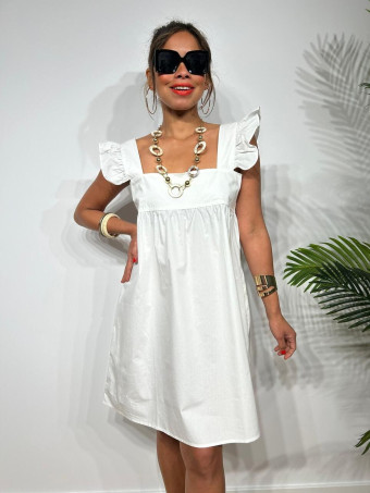 Vestido Popelín Volantes KOOKIE Blanco HEVE