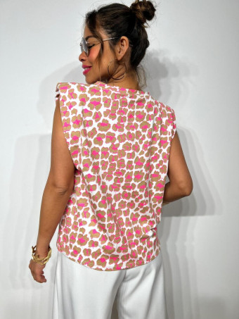 Camiseta Print Hombreras MAKEBA Taupe HEVE