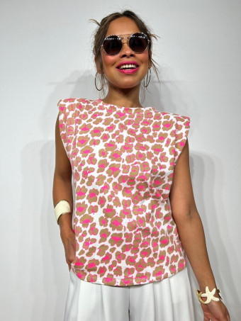 Camiseta Print Hombreras MAKEBA Taupe HEVE