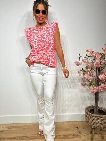 Camiseta Print Hombreras MAKEBA Rosa Flúor HEVE