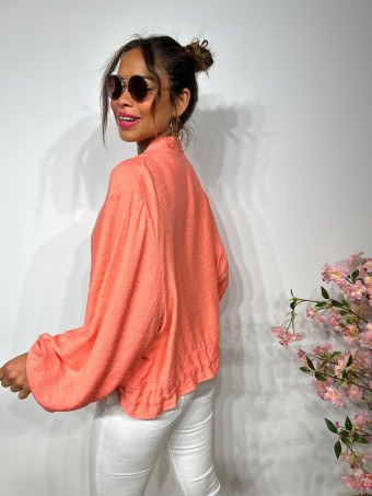 Chaqueta Bomber Efecto Lino ANOKHA Coral HEVE