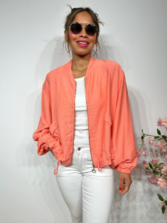 Chaqueta Bomber Efecto Lino ANOKHA Coral HEVE