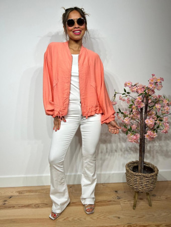 Chaqueta Bomber Efecto Lino ANOKHA Coral HEVE