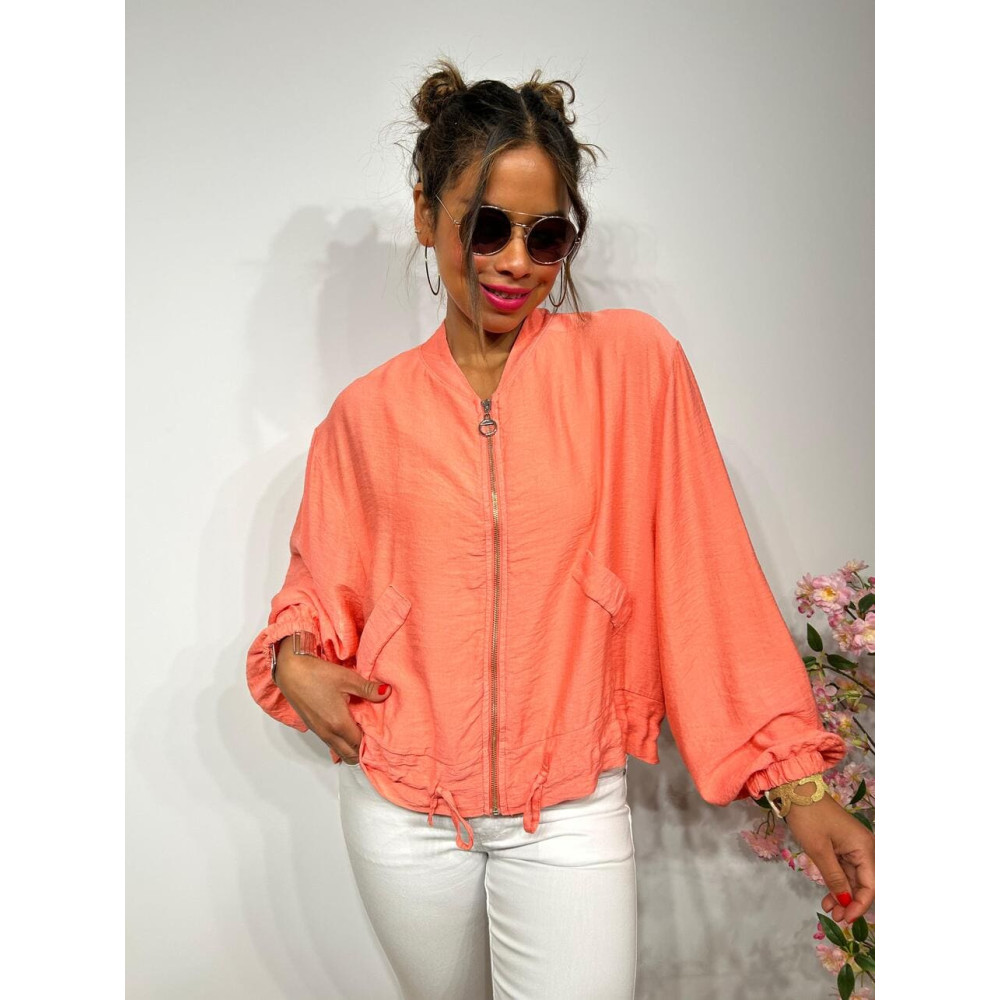 Chaqueta Bomber Efecto Lino ANOKHA Coral HEVE Chaqueta Bomber Efecto Lino ANOKHA Coral HEVE