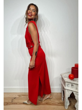 Vestido Entallado Drapeado JUSTINE Rojo HEVE
