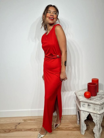Vestido Entallado Drapeado JUSTINE Rojo HEVE