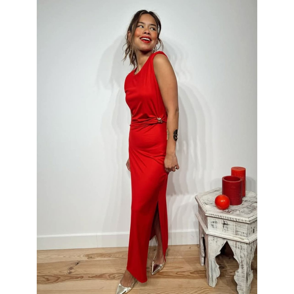 Vestido Entallado Drapeado JUSTINE Rojo HEVE Vestido Entallado Drapeado JUSTINE Rojo HEVE