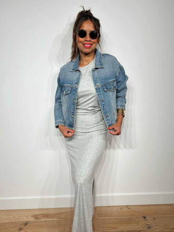 Vestido Entallado Drapeado JUSTINE Gris HEVE