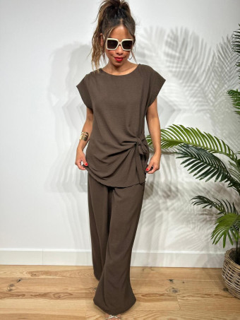 Conjunto Blusa y Pantalón VALTY Marrón HEVE