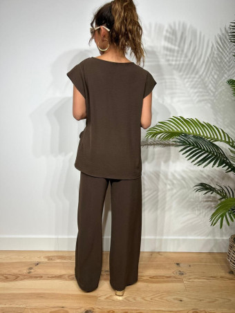 Conjunto Blusa y Pantalón VALTY Marrón HEVE