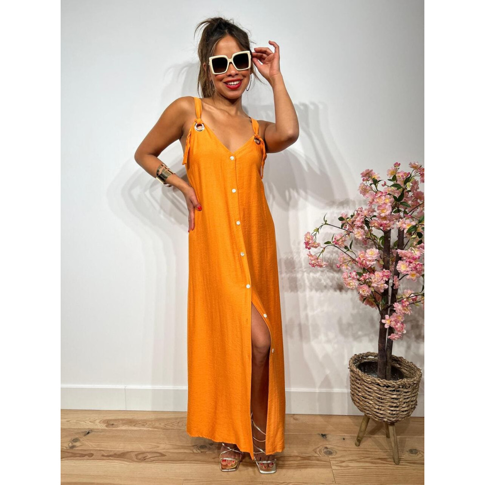 Vestido Largo Arandelas SWABBY Naranja HEVE Vestido Largo Arandelas SWABBY Naranja HEVE