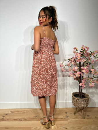 Vestido Estampado Flores AUGGIE Terracota HEVE