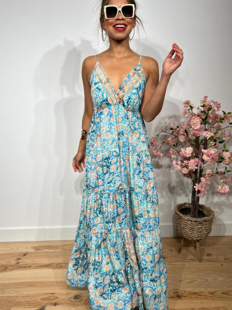 Vestido Estampado Paneles SHINTIA Azul HEVE