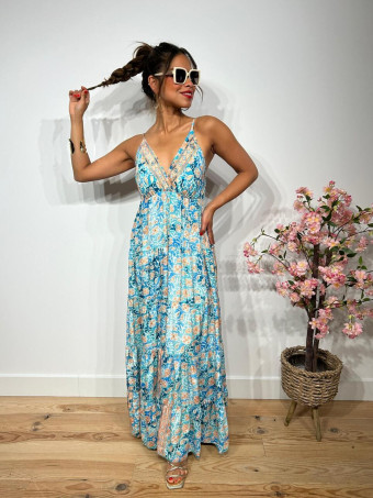 Vestido Estampado Paneles SHINTIA Azul HEVE