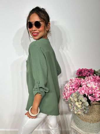 Camisa Fluida FLOSSIE Verde Militar HEVE