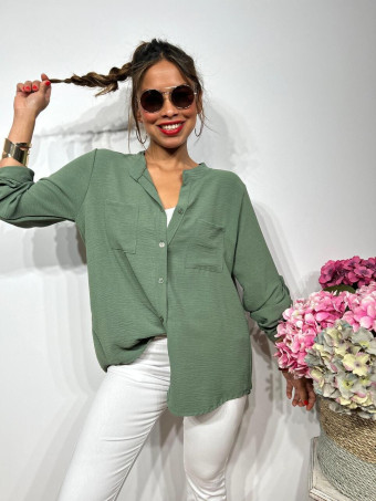 Camisa Fluida FLOSSIE Verde Militar HEVE