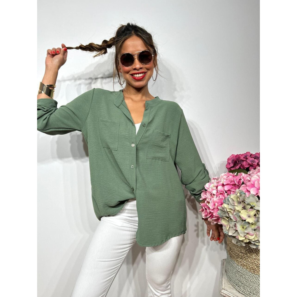 Camisa Fluida FLOSSIE Verde Militar HEVE Camisa Fluida FLOSSIE Verde Militar HEVE