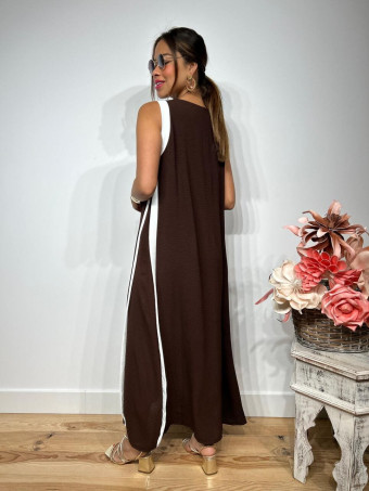 Vestido Ribetes a Contraste TOULA Marrón HEVE