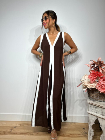 Vestido Ribetes a Contraste TOULA Marrón HEVE