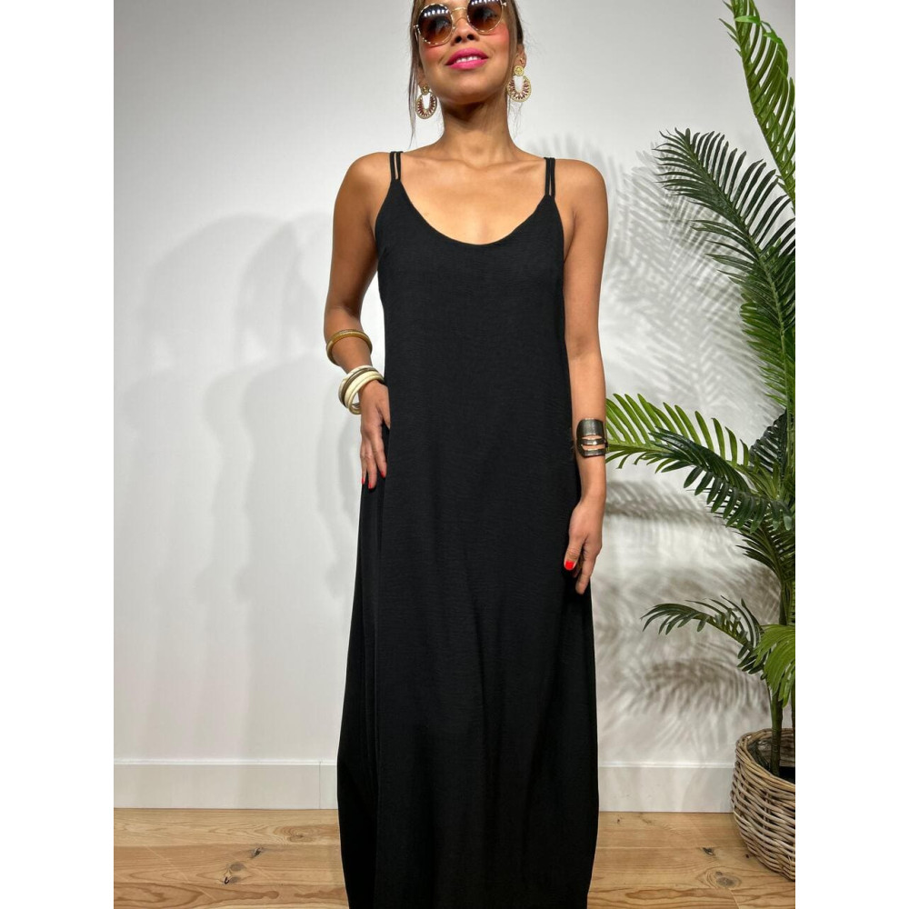 Vestido Tirantes Espalda Cruzada RIMBA Negro HEVE Vestido Tirantes Espalda Cruzada RIMBA Negro HEVE
