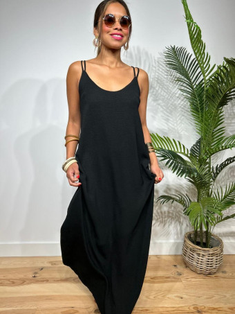 Vestido Tirantes Espalda Cruzada RIMBA Negro HEVE