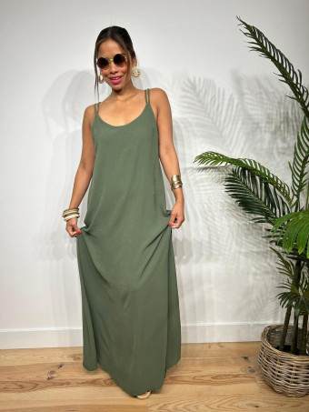 Vestido Tirantes Espalda Cruzada RIMBA Verde Militar HEVE