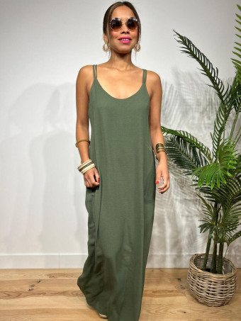 Vestido Tirantes Espalda Cruzada RIMBA Verde Militar HEVE