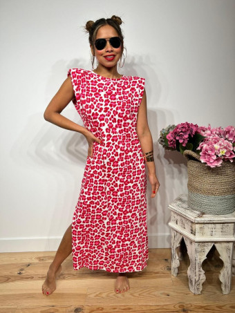 Vestido Print Hombreras WAMBA Burdeos HEVE