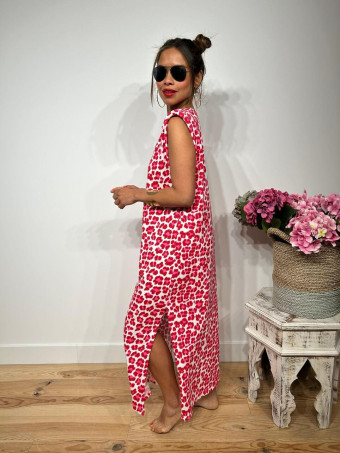 Vestido Print Hombreras WAMBA Burdeos HEVE