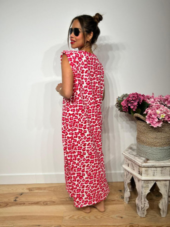 Vestido Print Hombreras WAMBA Burdeos HEVE