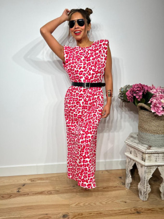 Vestido Print Hombreras WAMBA Burdeos HEVE