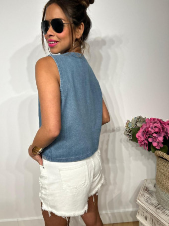 Chaleco Vaquero Bordado RAYLOON Blue Jean HEVE