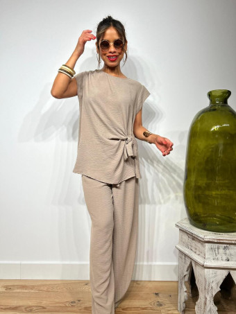 Conjunto Blusa y Pantalón VALTY Taupe HEVE