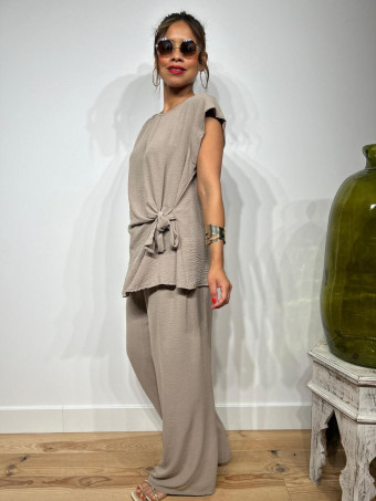 Conjunto Blusa y Pantalón VALTY Taupe HEVE