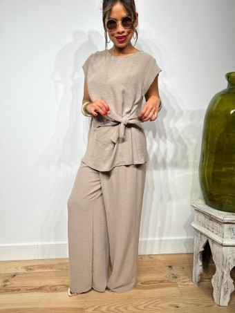Conjunto Blusa y Pantalón VALTY Taupe HEVE