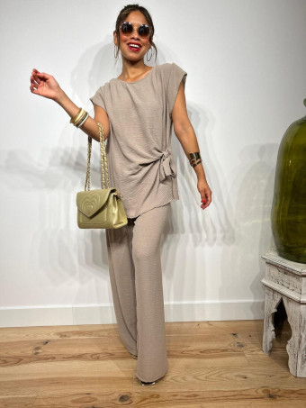 Conjunto Blusa y Pantalón VALTY Taupe HEVE