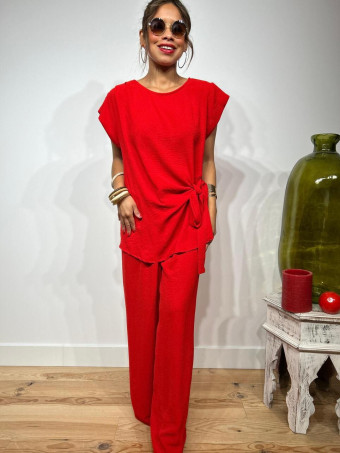 Conjunto Blusa y Pantalón VALTY Rojo HEVE