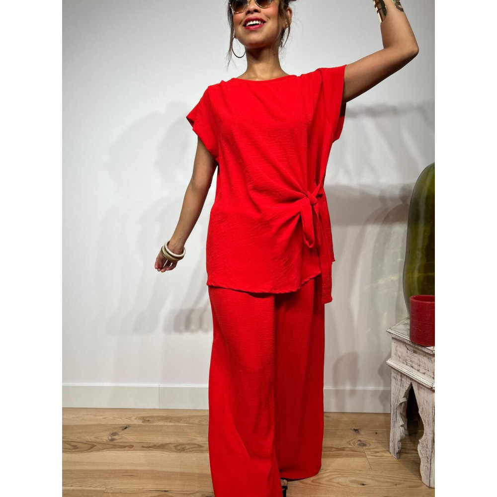 Conjunto Blusa y Pantalón VALTY Rojo HEVE Conjunto Blusa y Pantalón VALTY Rojo HEVE