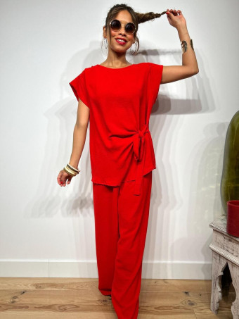 Conjunto Blusa y Pantalón VALTY Rojo HEVE
