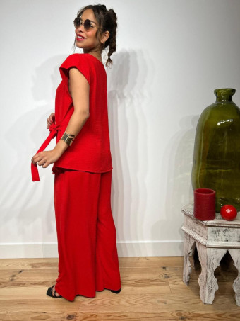 Conjunto Blusa y Pantalón VALTY Rojo HEVE
