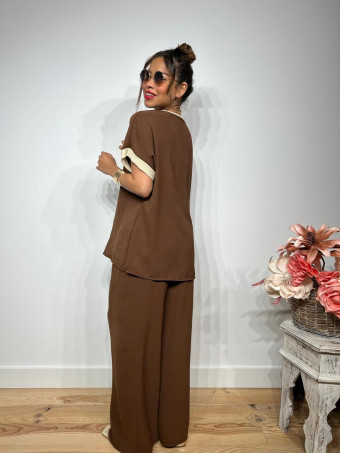 Conjunto Oversize Blusa y Pantalón HEADLINER Marrón HEVE