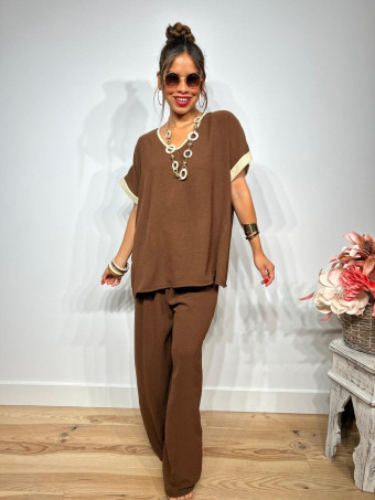 Conjunto Oversize Blusa y Pantalón HEADLINER Marrón HEVE