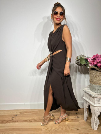 Vestido Cut Out Pieza Metálica KILLBIE Marrón HEVE