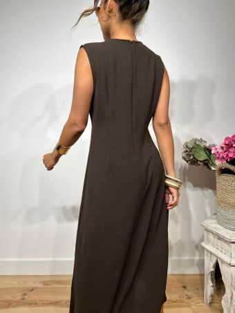 Vestido Cut Out Pieza Metálica KILLBIE Marrón HEVE