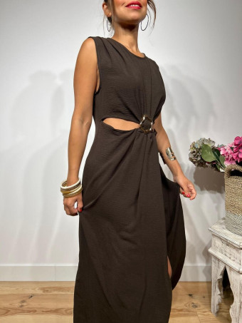 Vestido Cut Out Pieza Metálica KILLBIE Marrón HEVE
