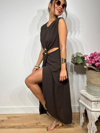 Vestido Cut Out Pieza Metálica KILLBIE Marrón HEVE